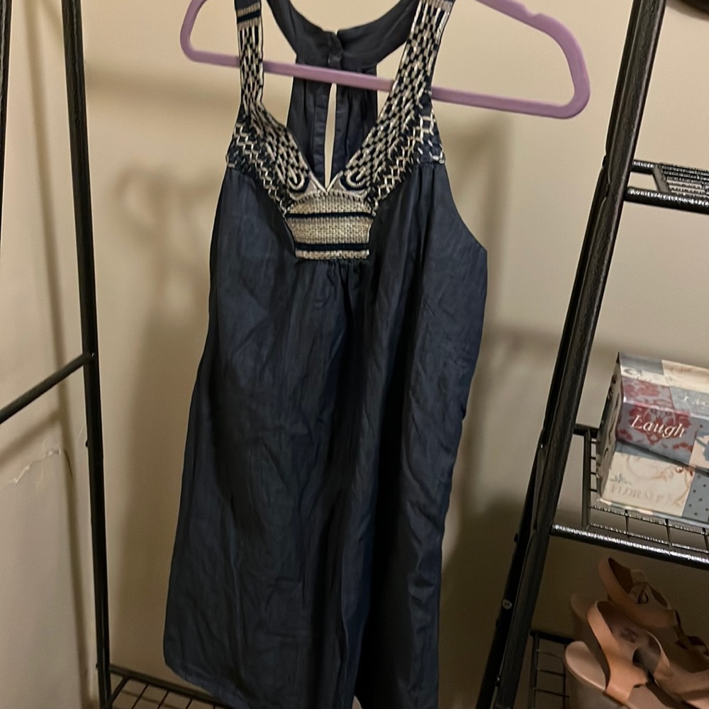 Old Navy racer back denim dress. Cute neckline. M